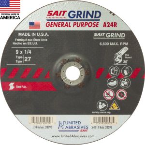 A24R Gen Purpose Grind Wheel 9x1/4x 7/8